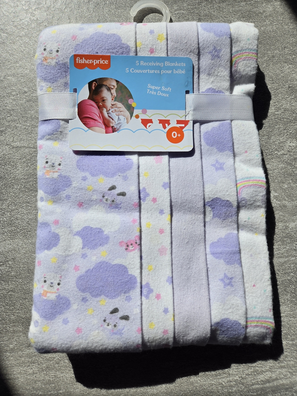Fisher-Price Lavender Cloud 5-Pack Receiving Blankets